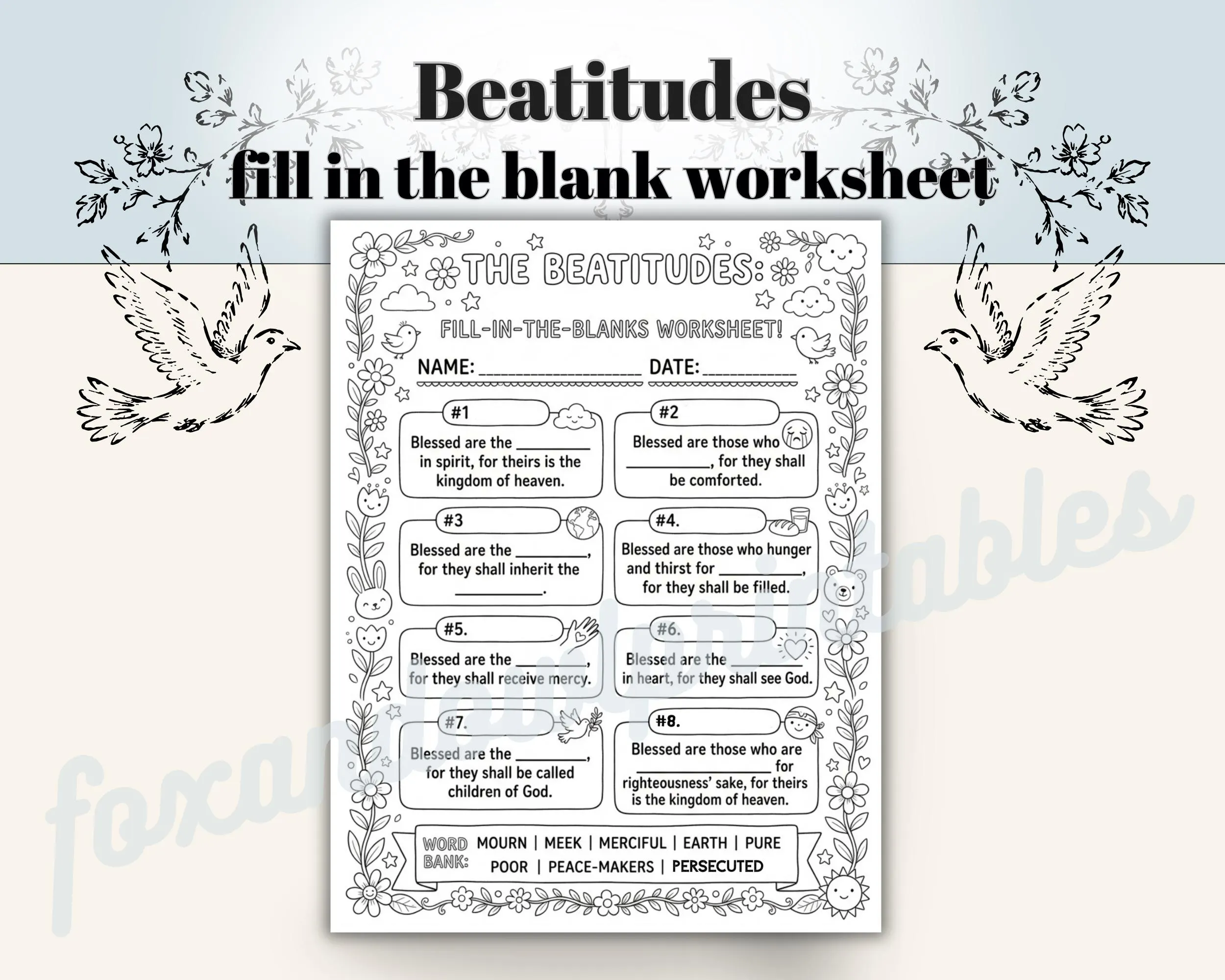 Beatitudes Worksheet