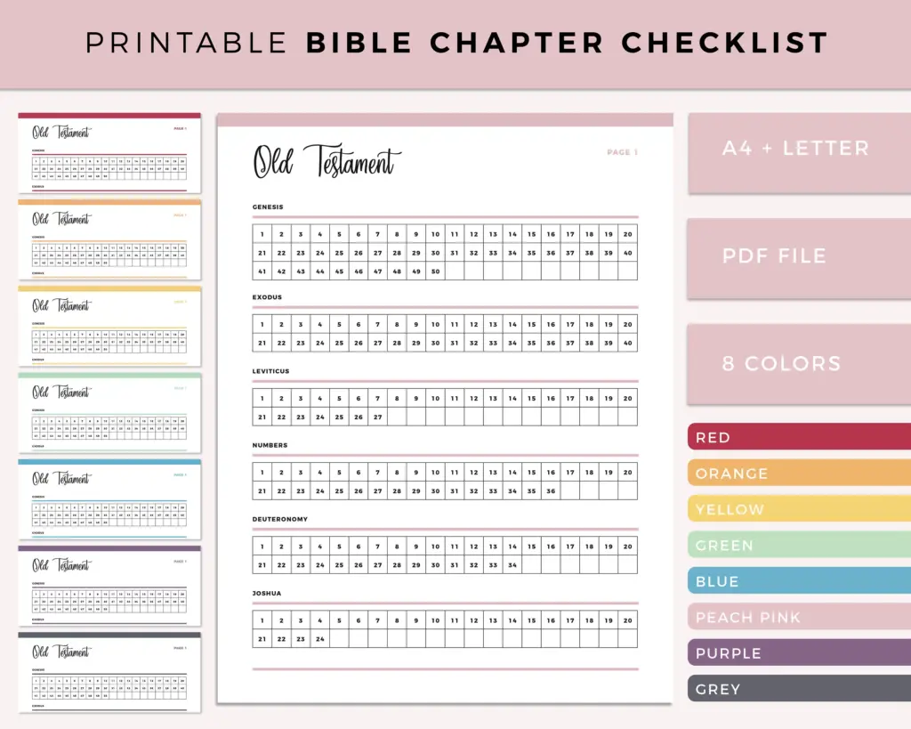 Bible Chapter Checklist Printable Bible