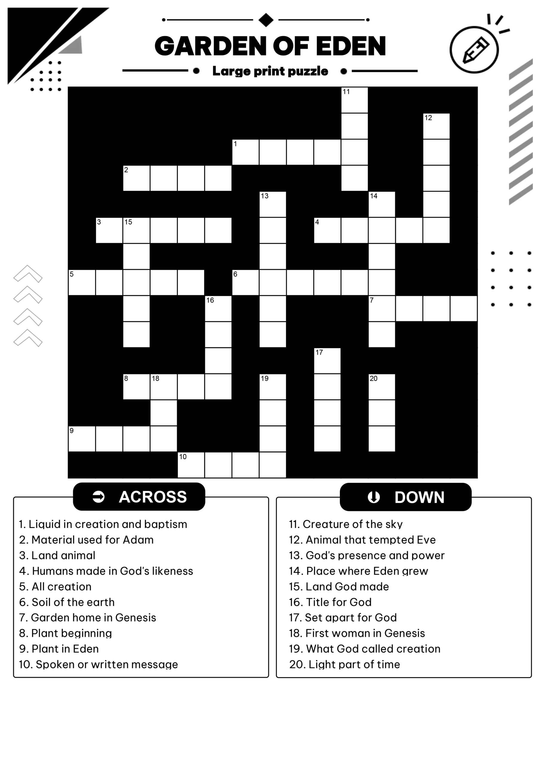 Bible Christian Crossword Puzzles