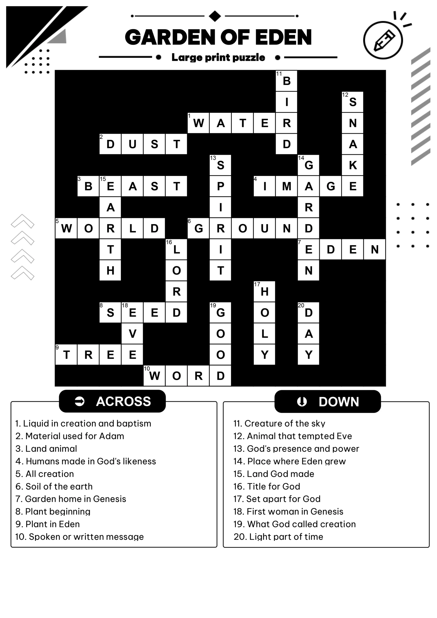 Bible Christian Crossword Puzzles