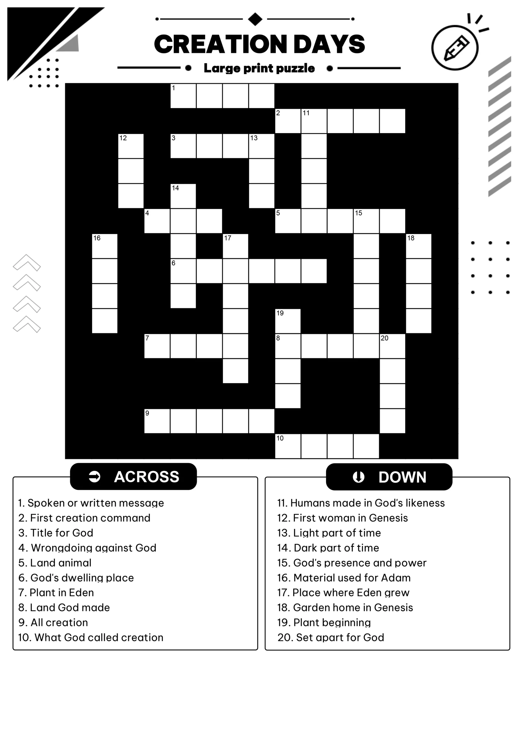 Bible Christian Crossword Puzzles