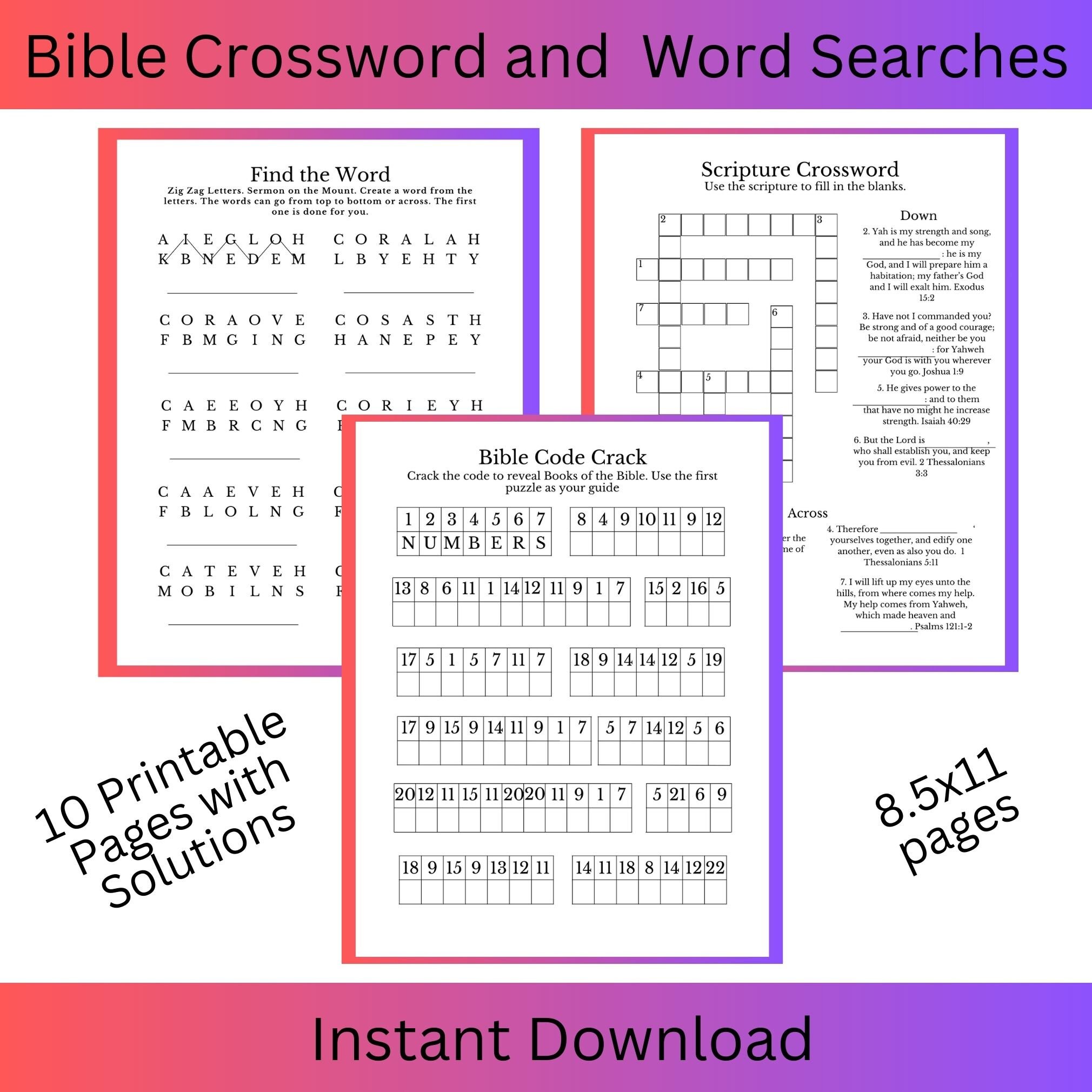 Bible Crossword Puzzle Crossword