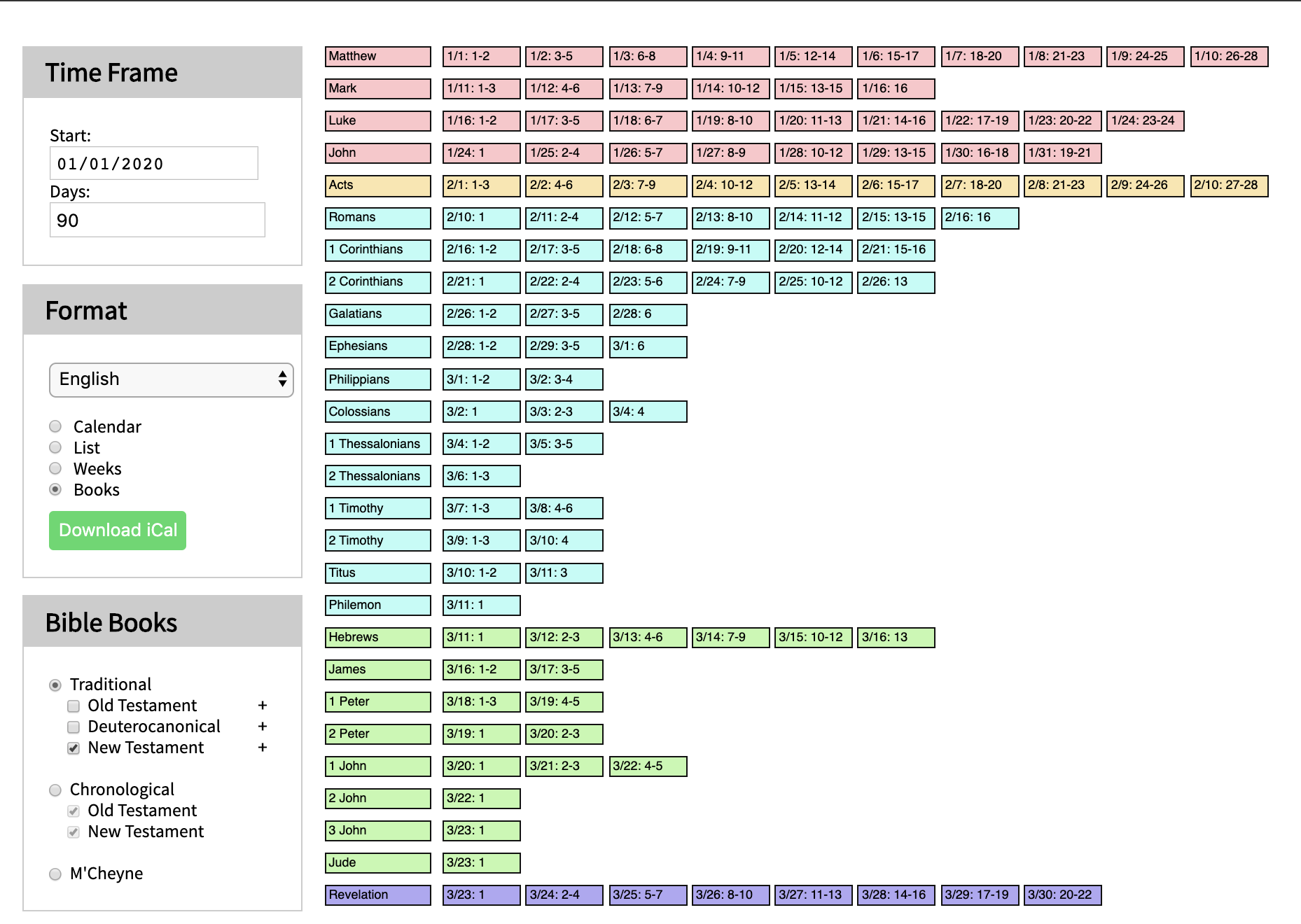 Bible Reading Plan Generator