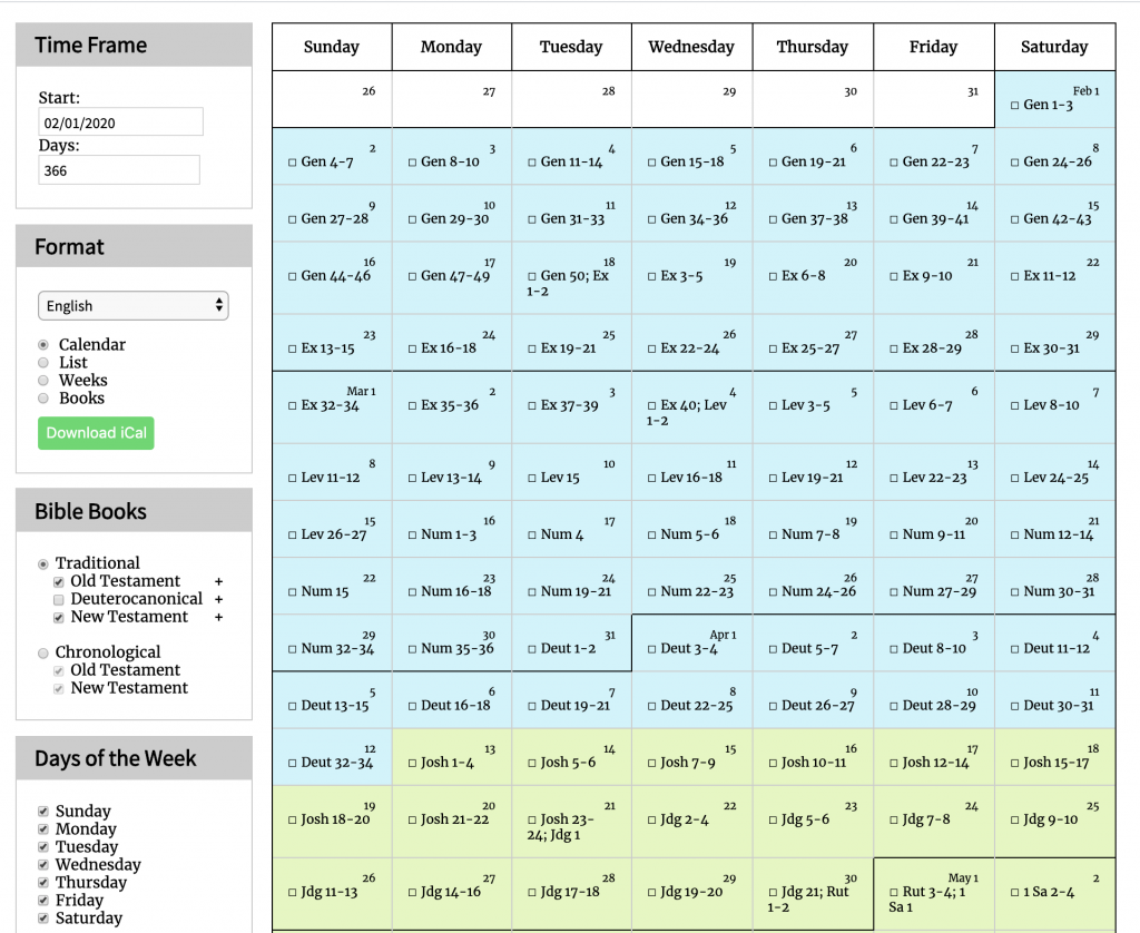 Bible Reading Plan Generator