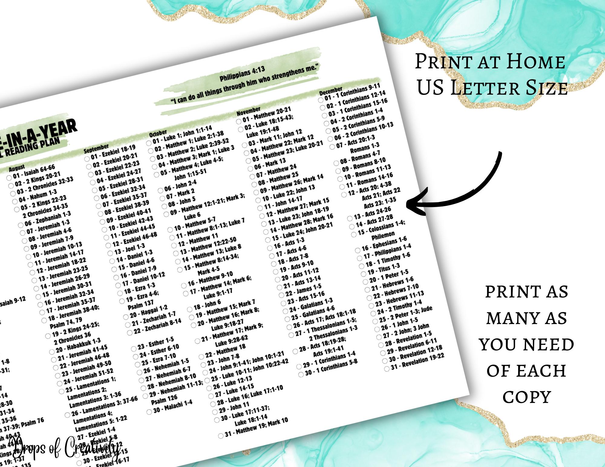 Bible Reading Plan Printable Read The