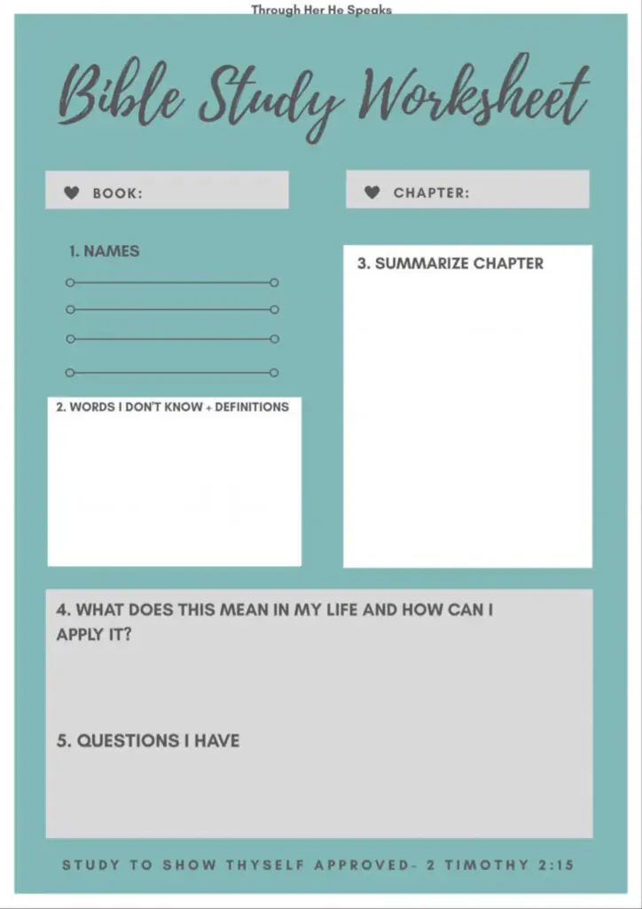 Bible Study Worksheet Bible Study