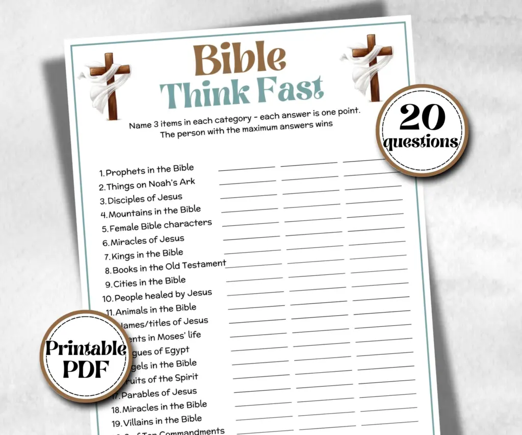 Bible Think Fast Bible Study Riddle 10419