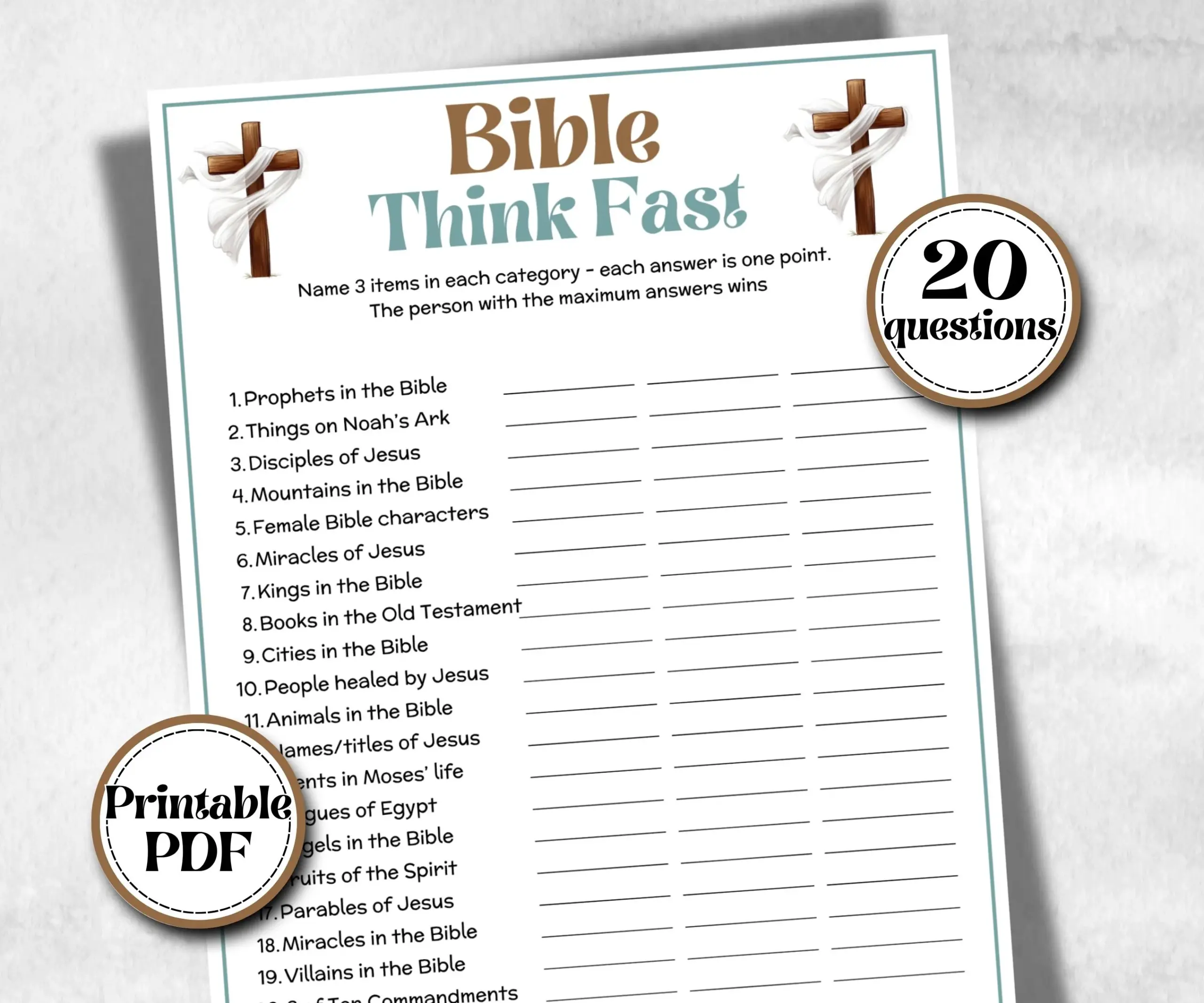 Bible Think Fast Bible Study Riddle 10419