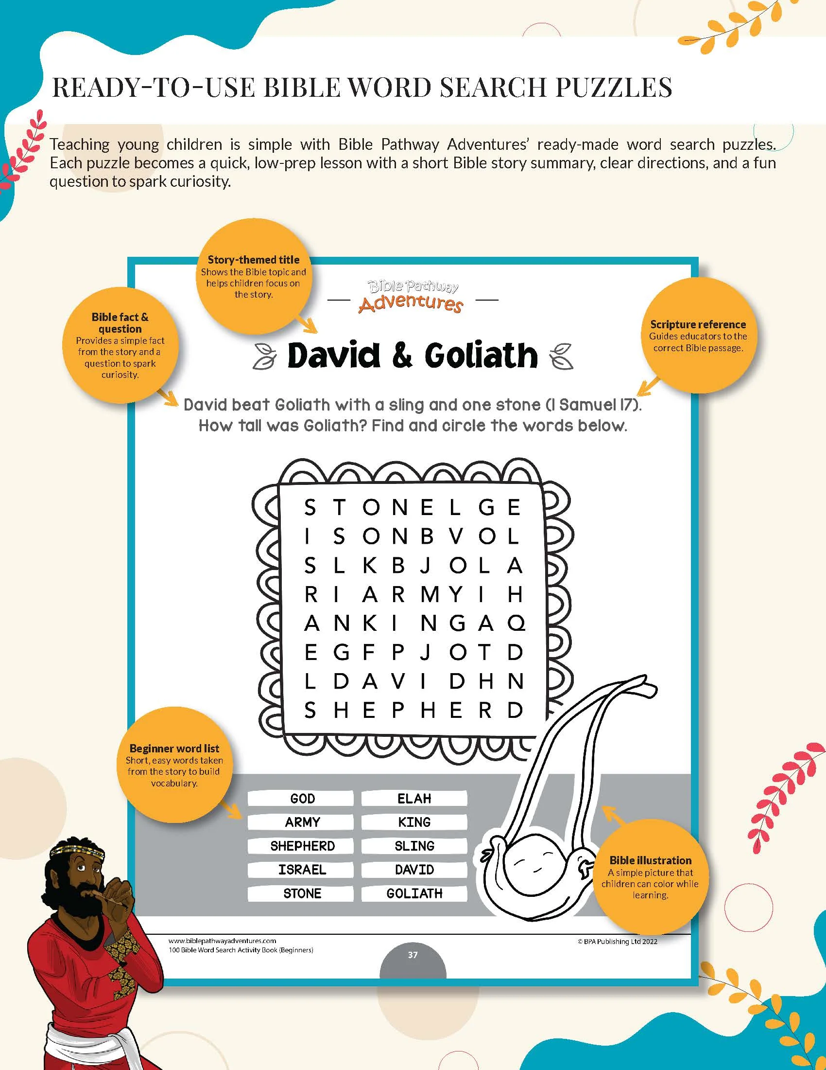 Bible Word Search Activity Book For Beginners