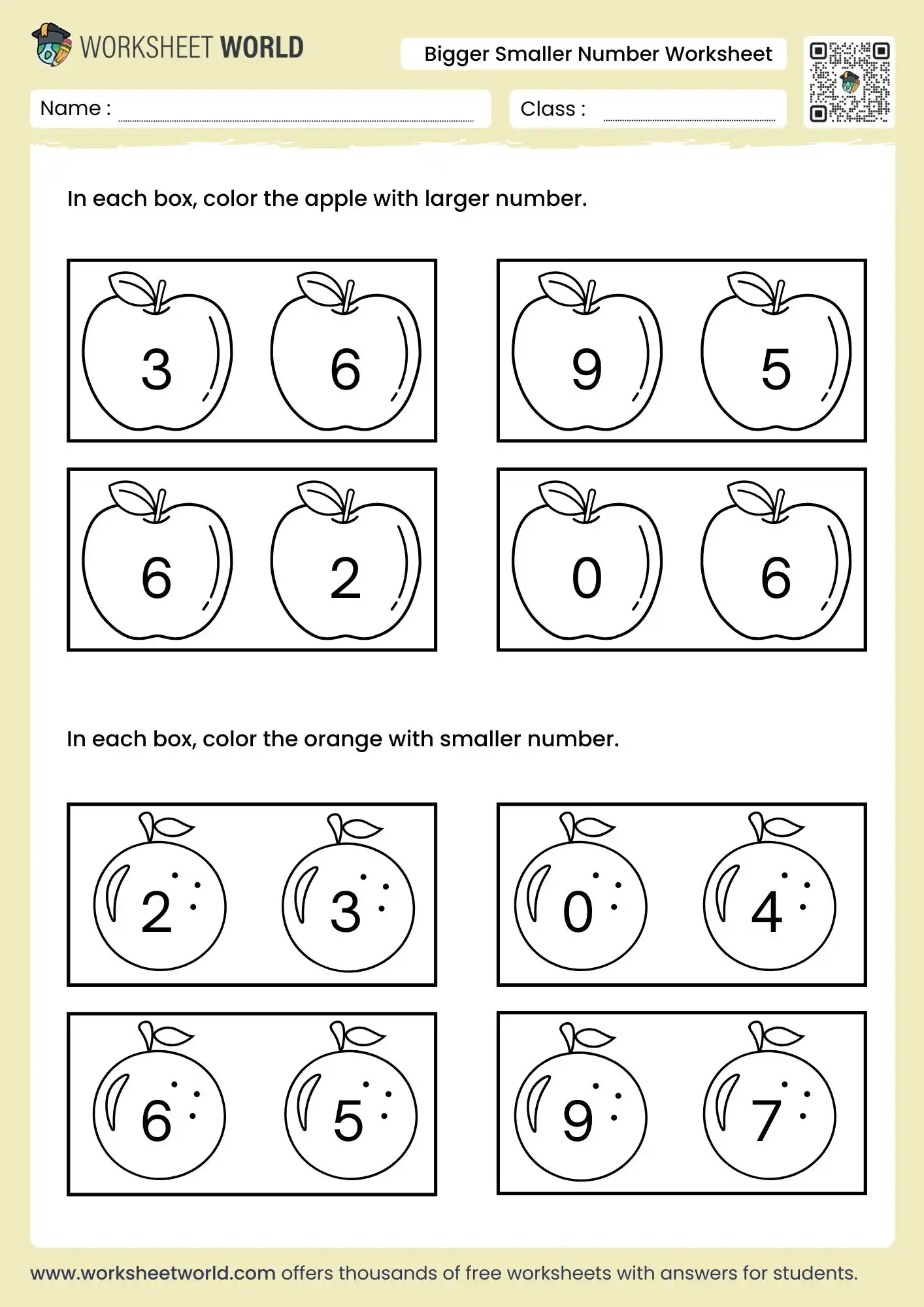 Big And Small Numbers Worksheet