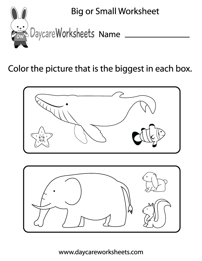 Big Or Small Worksheet