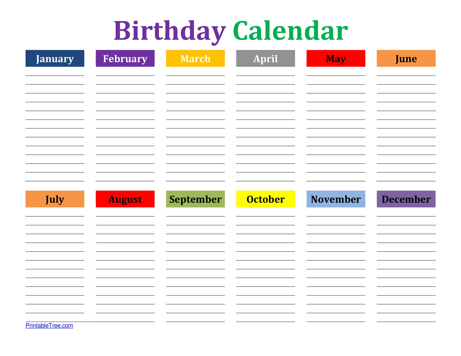 Birthday Calendar Printable Pdf Birthday Calendar Printable Pdf