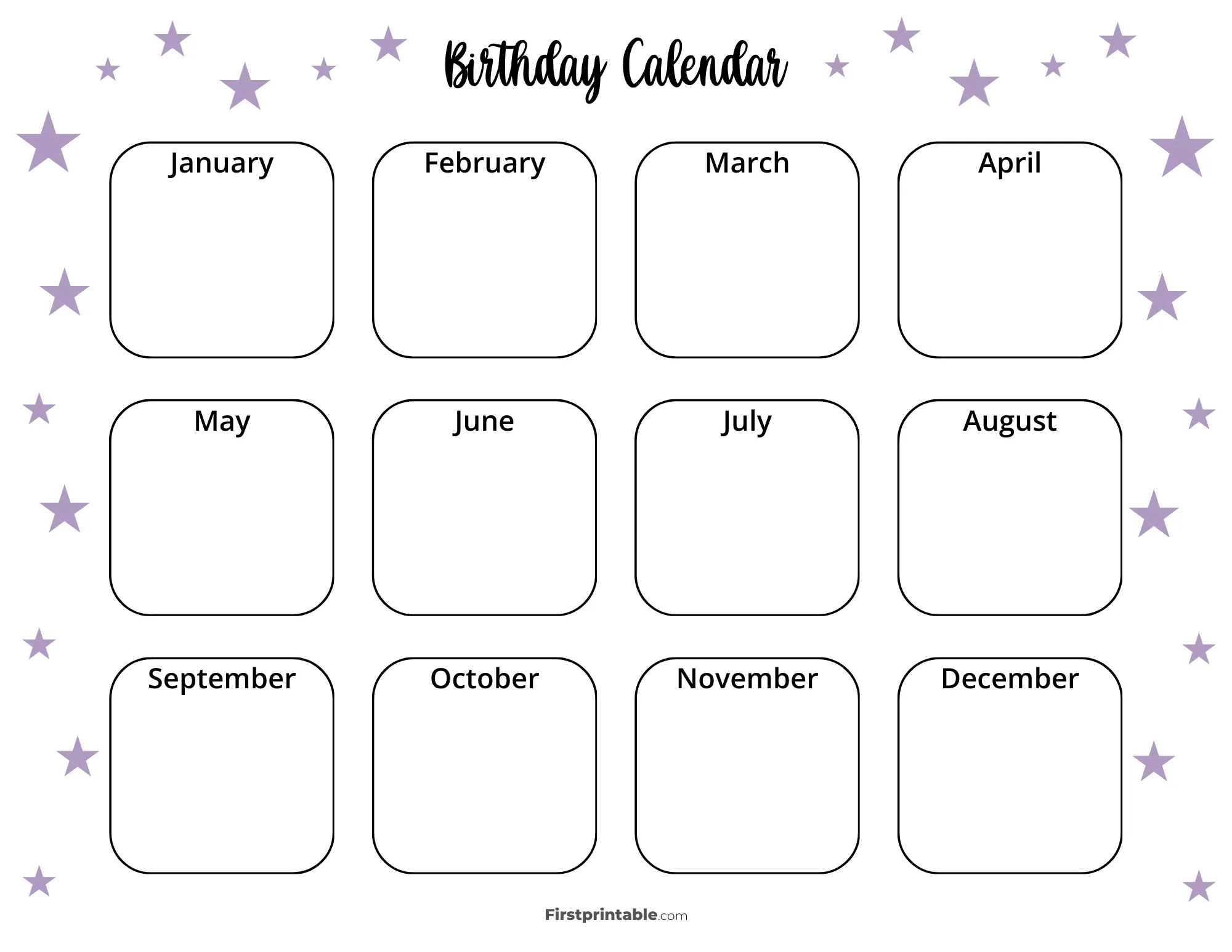 Birthday Calendar Templates