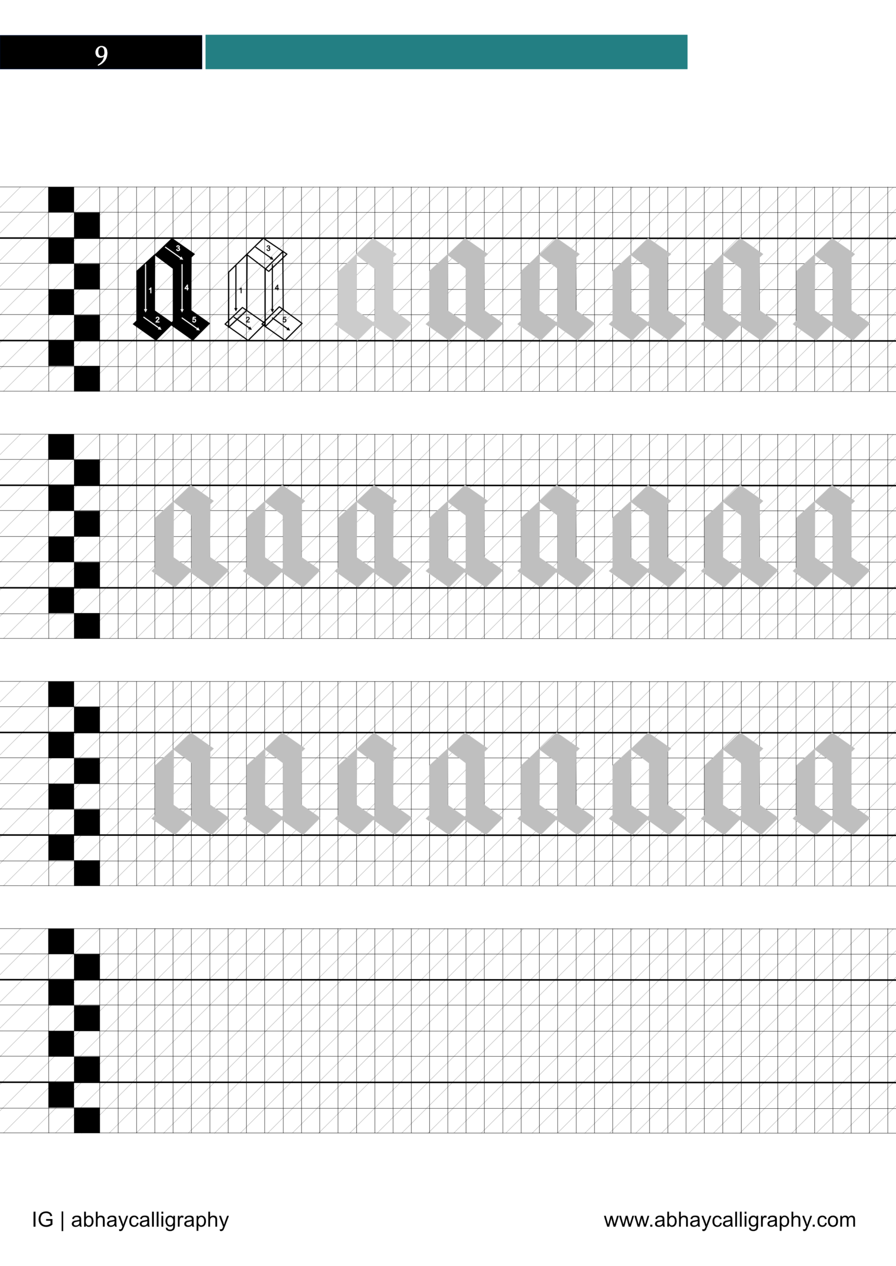 Blackletter Textura Calligraphy E Workbook Abhay Calligraphy