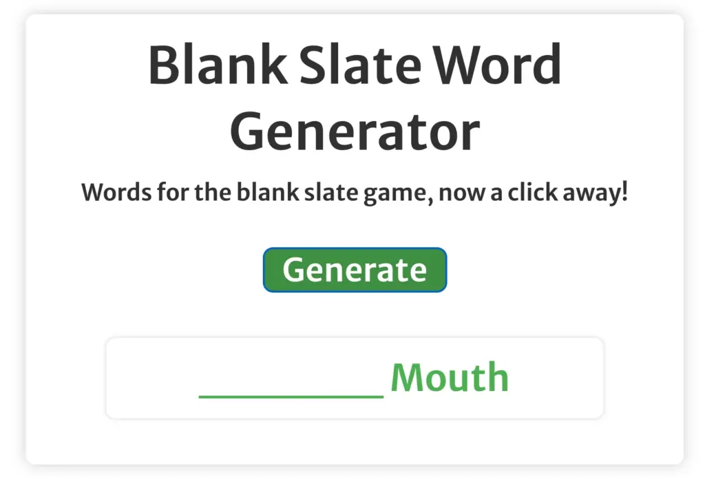 Blank Slate Word Generator