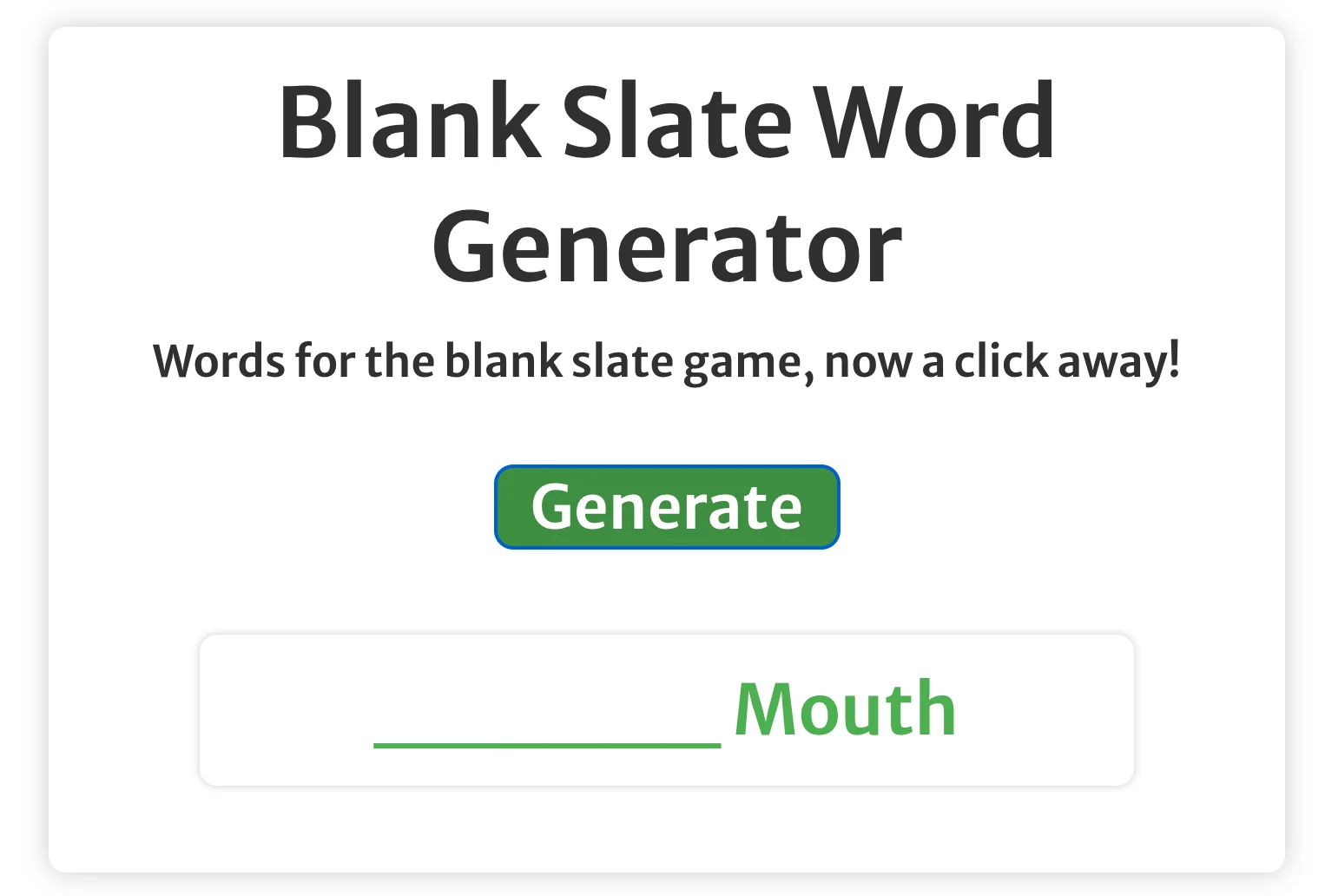 Blank Slate Word Generator
