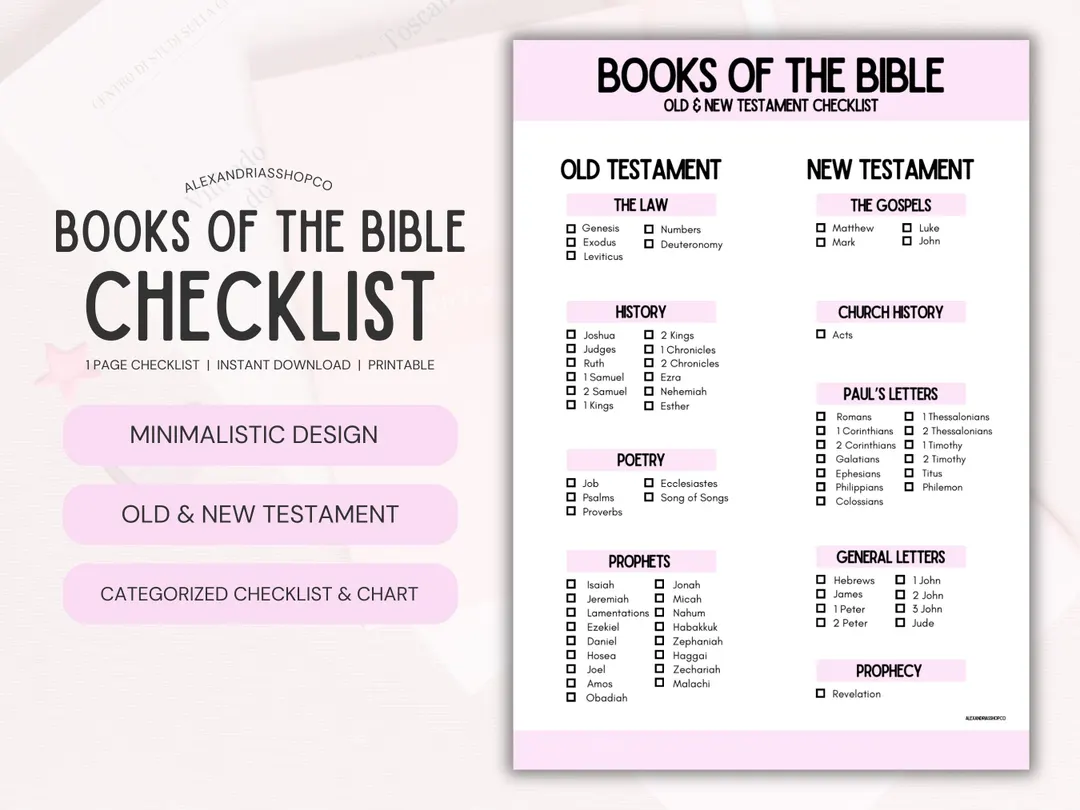Books Of The Bible Checklist Old And New