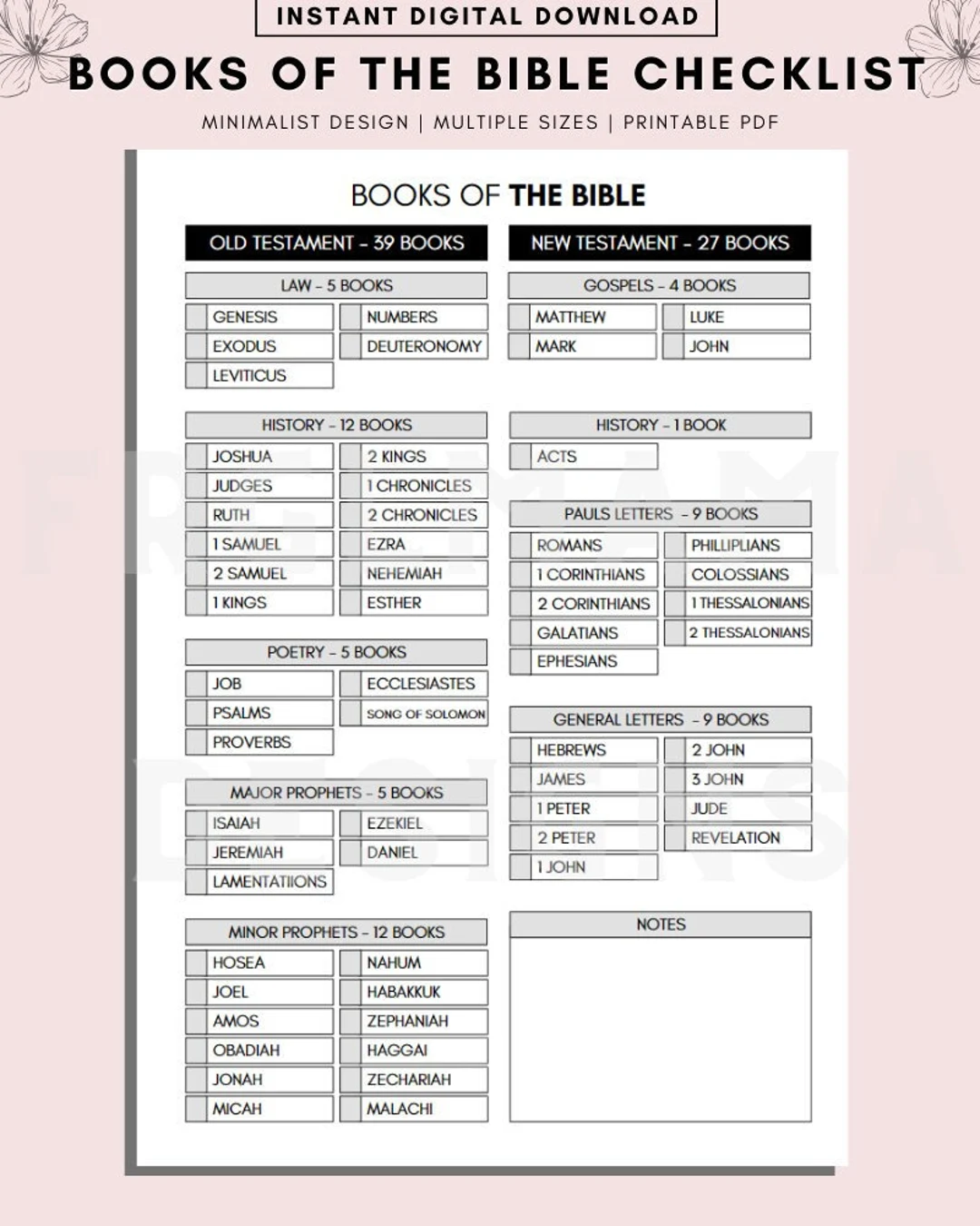 Books Of The Bible Checklist Reading