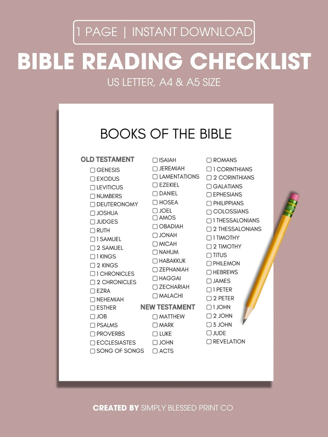 Books Of The Bible Reading Checklist
