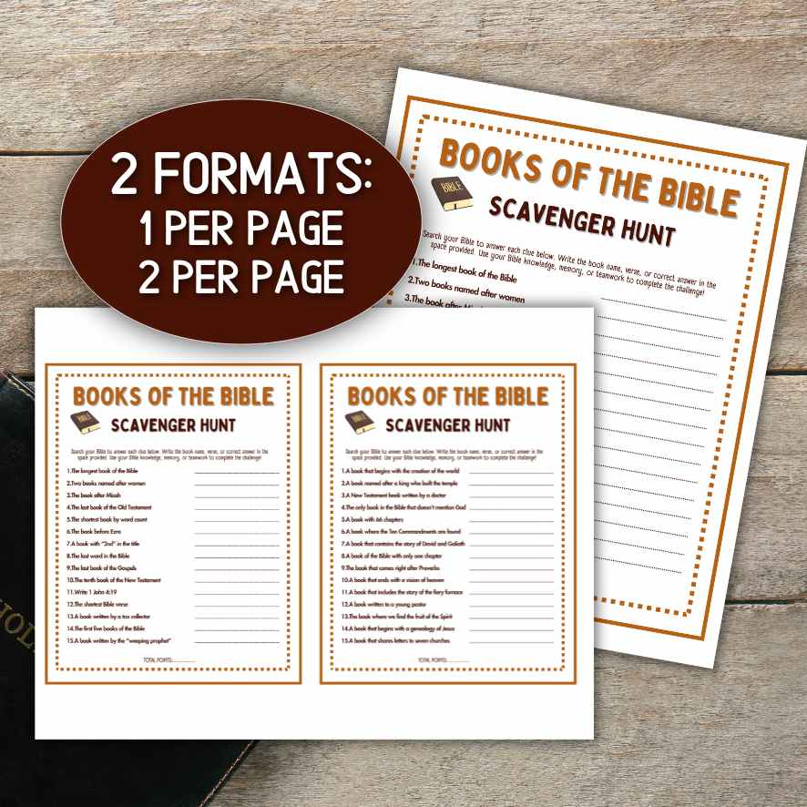 Books Of The Bible Scavenger Hunt