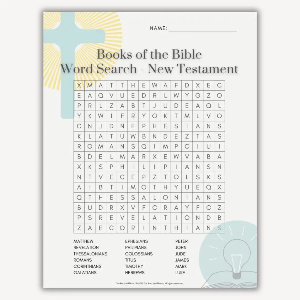 Books Of The Bible Word Search Puzzle