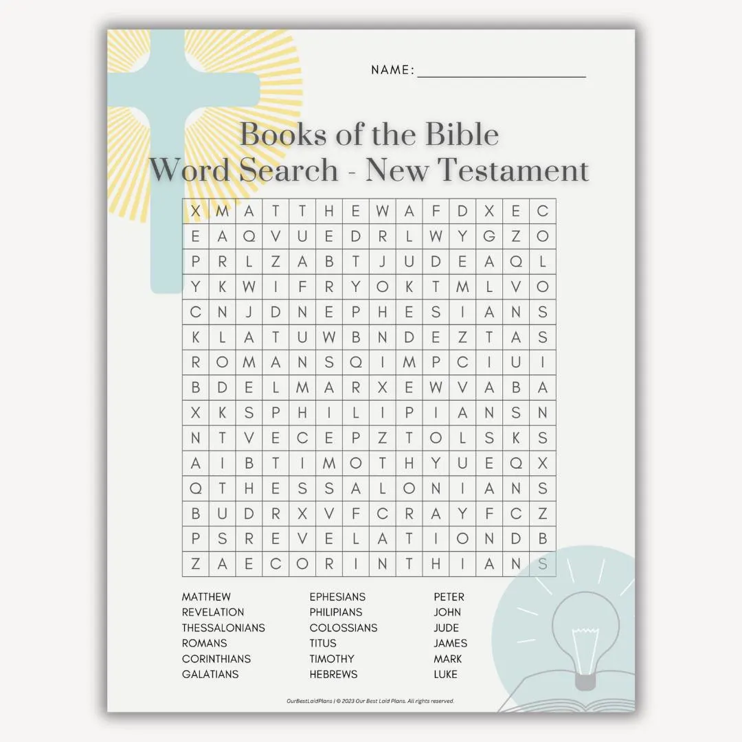 Books Of The Bible Word Search Puzzle