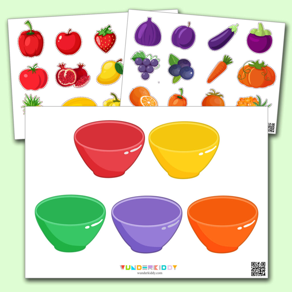 Bowls Of Vegetables And Fruits