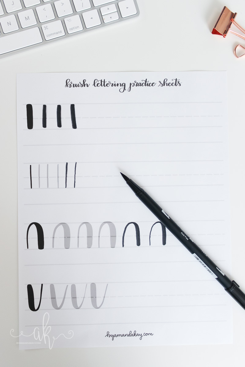 Brush Lettering Practice Sheets
