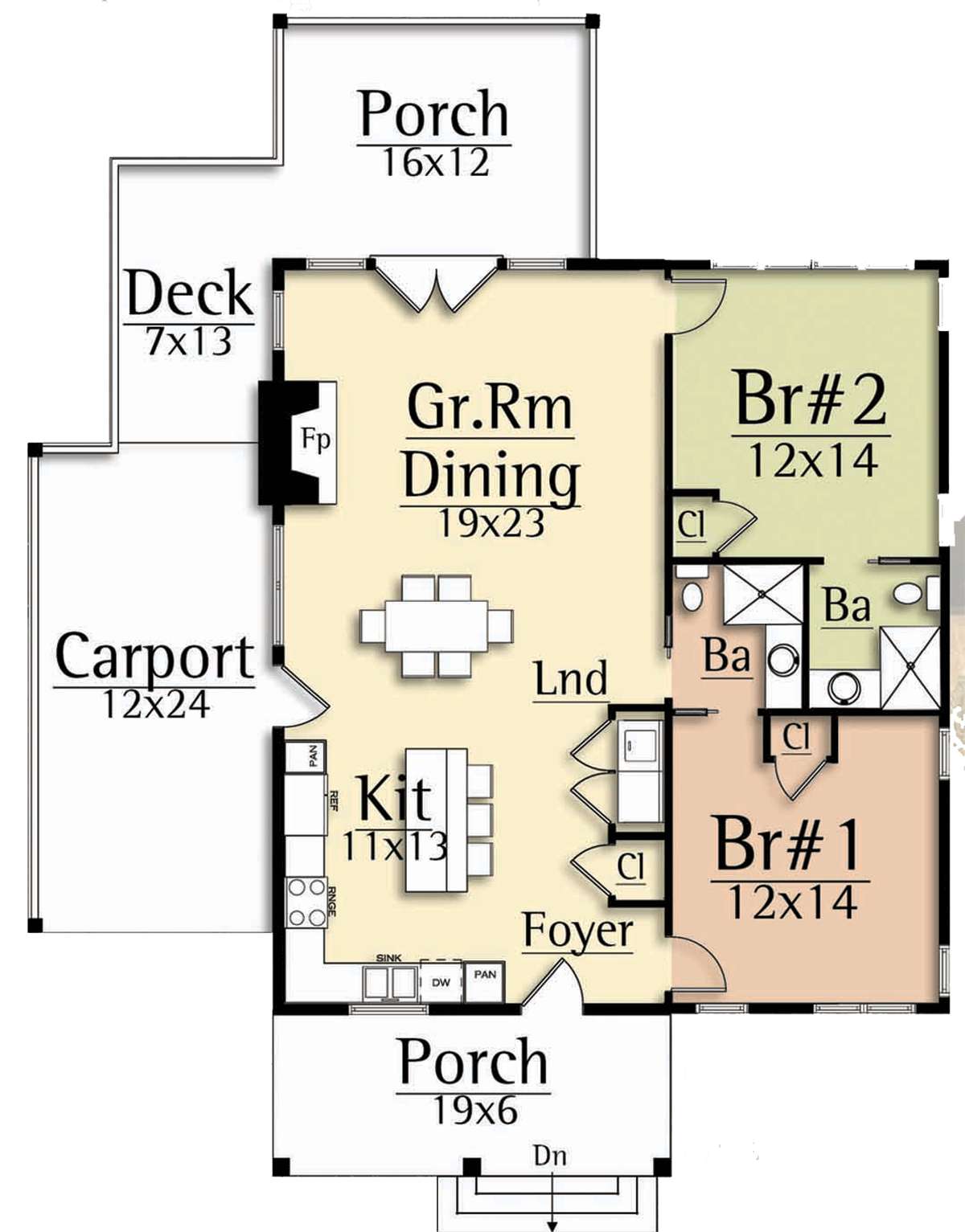 Cabin Plan 1184 Square Feet 2 Bedrooms 2 Bathrooms