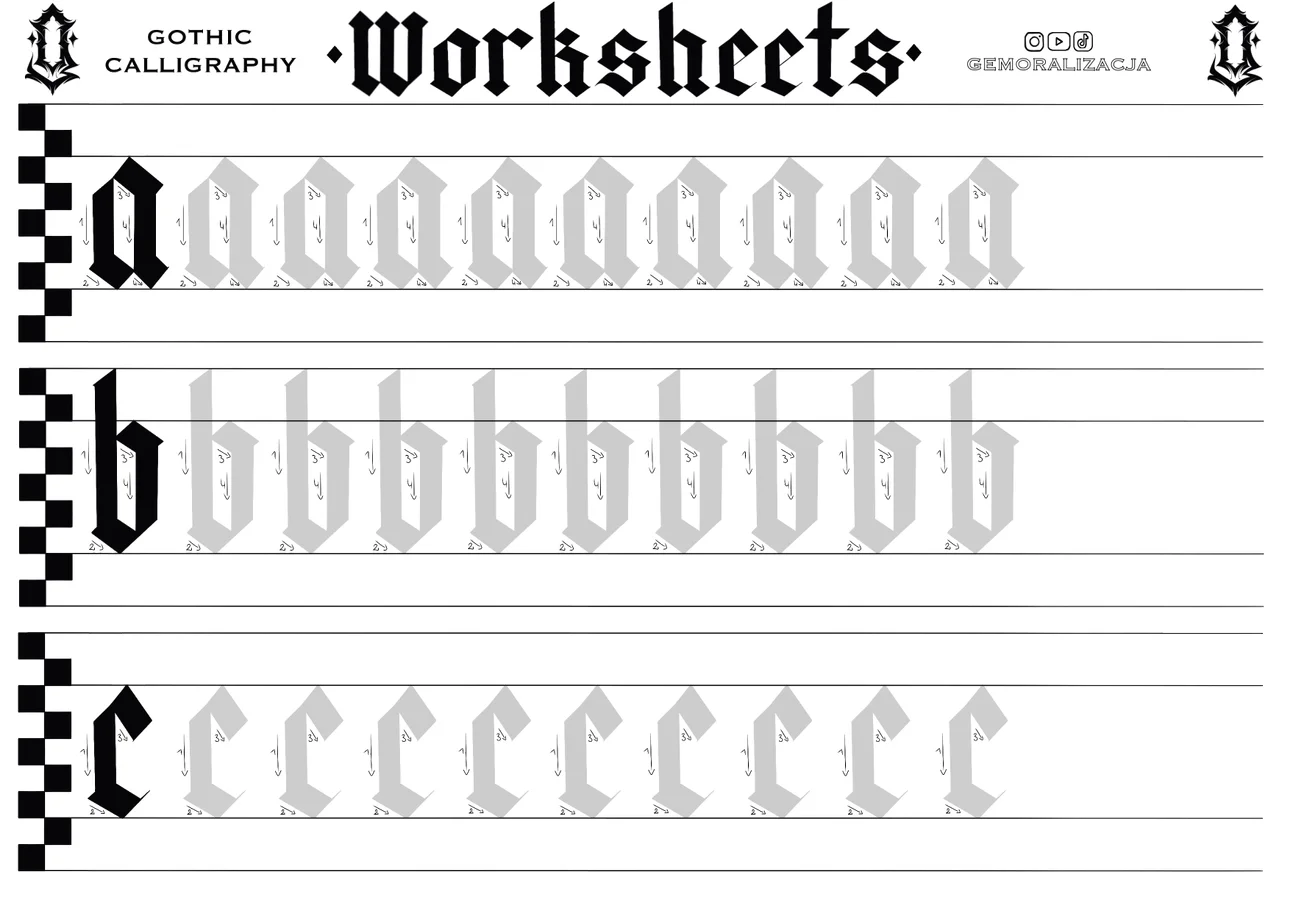 Calligraphy Gothic Minuscule Worksheets Calligraphy Gothic Minuscule Worksheets