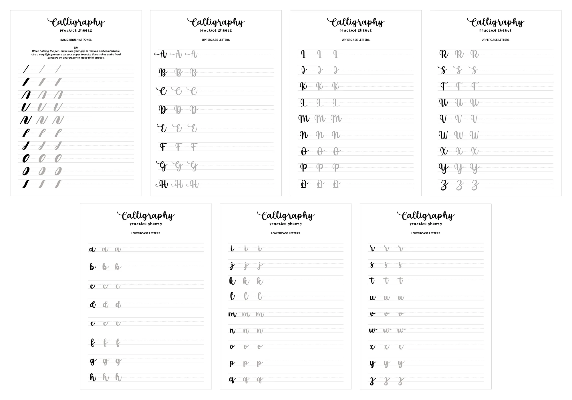 Calligraphy Practice Sheet Printables