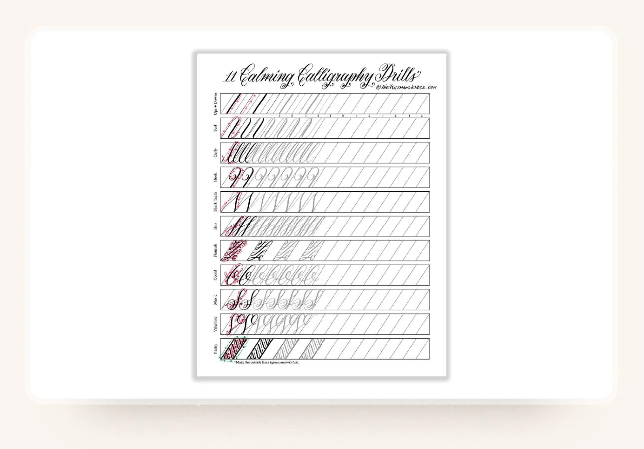 Calligraphy Practice Sheets