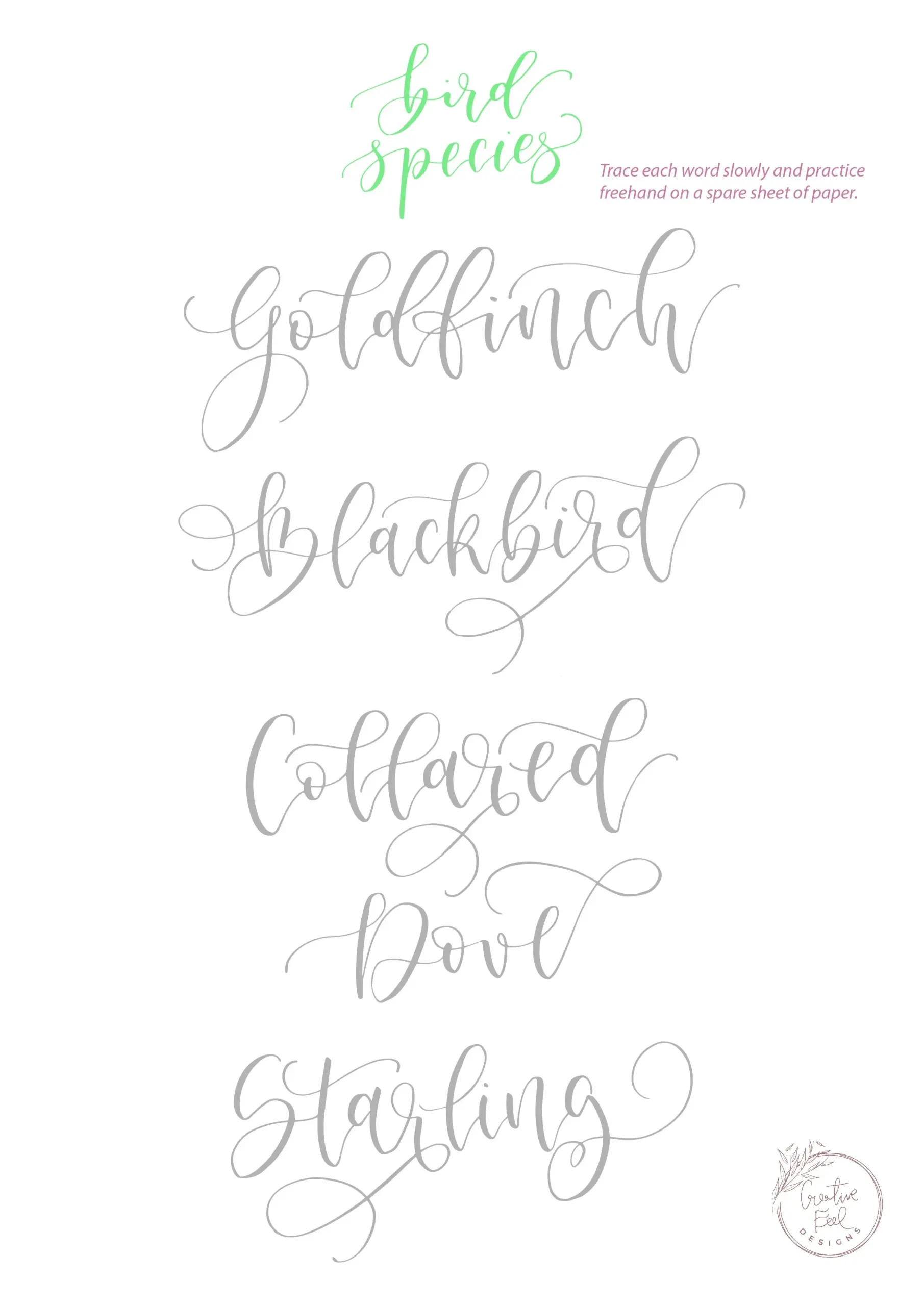 Calligraphy Practice Sheets Freebie Flourishing Theme