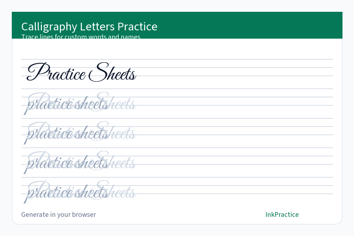 Calligraphy Practice Sheets