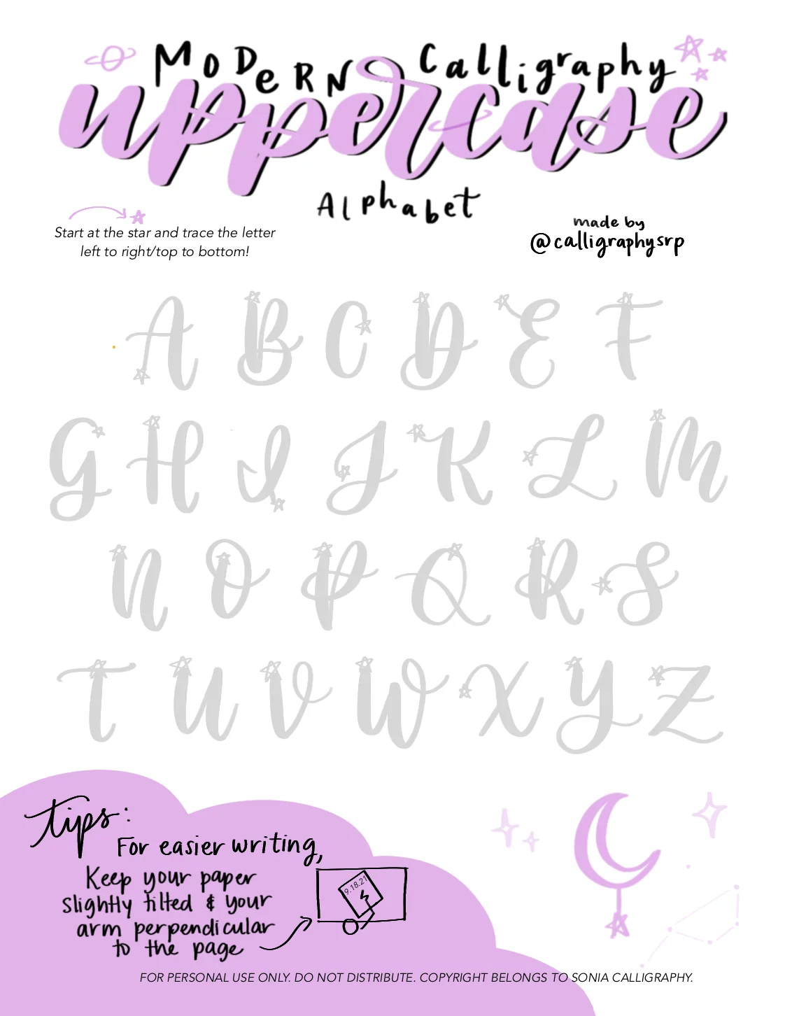 Calligraphy Practice Worksheet