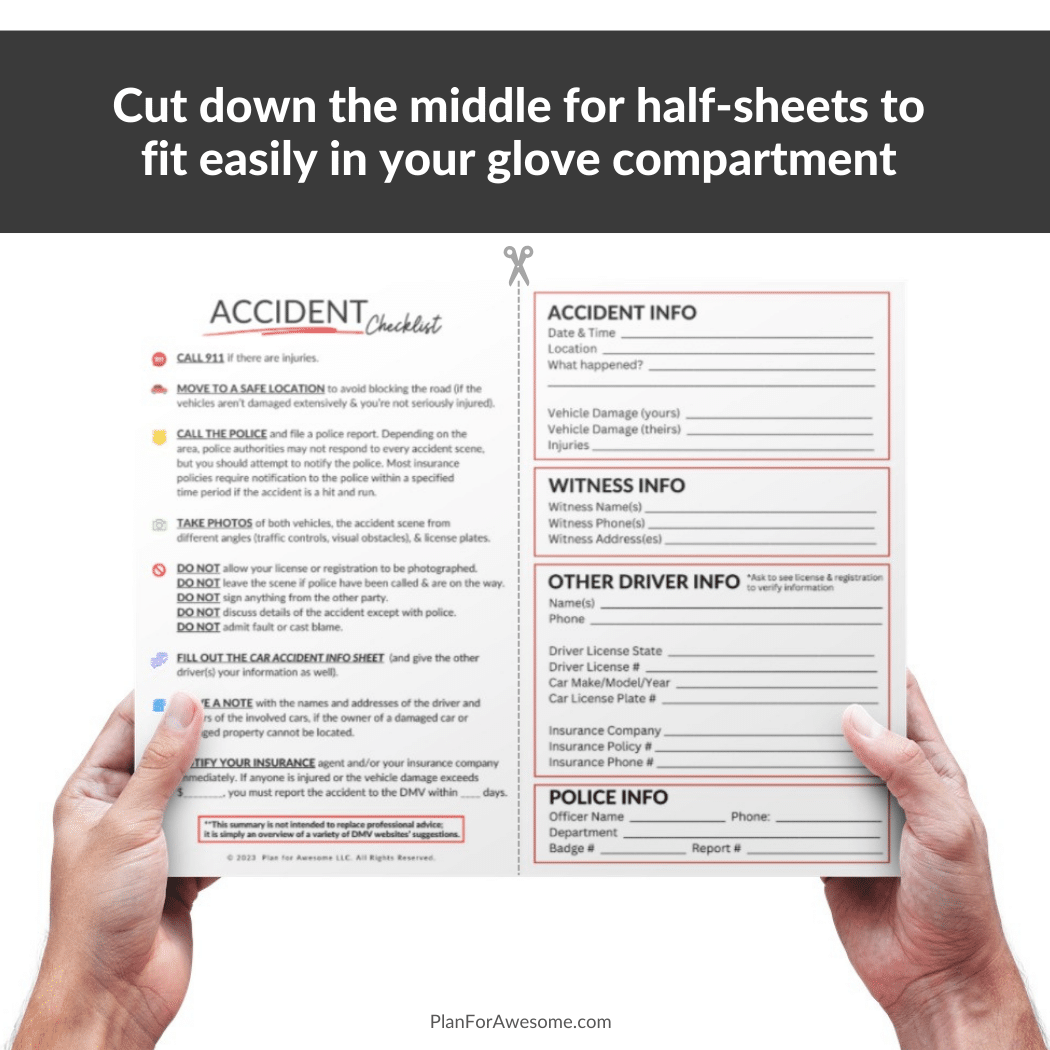 Car Emergency Printables For Your Glove Compartment