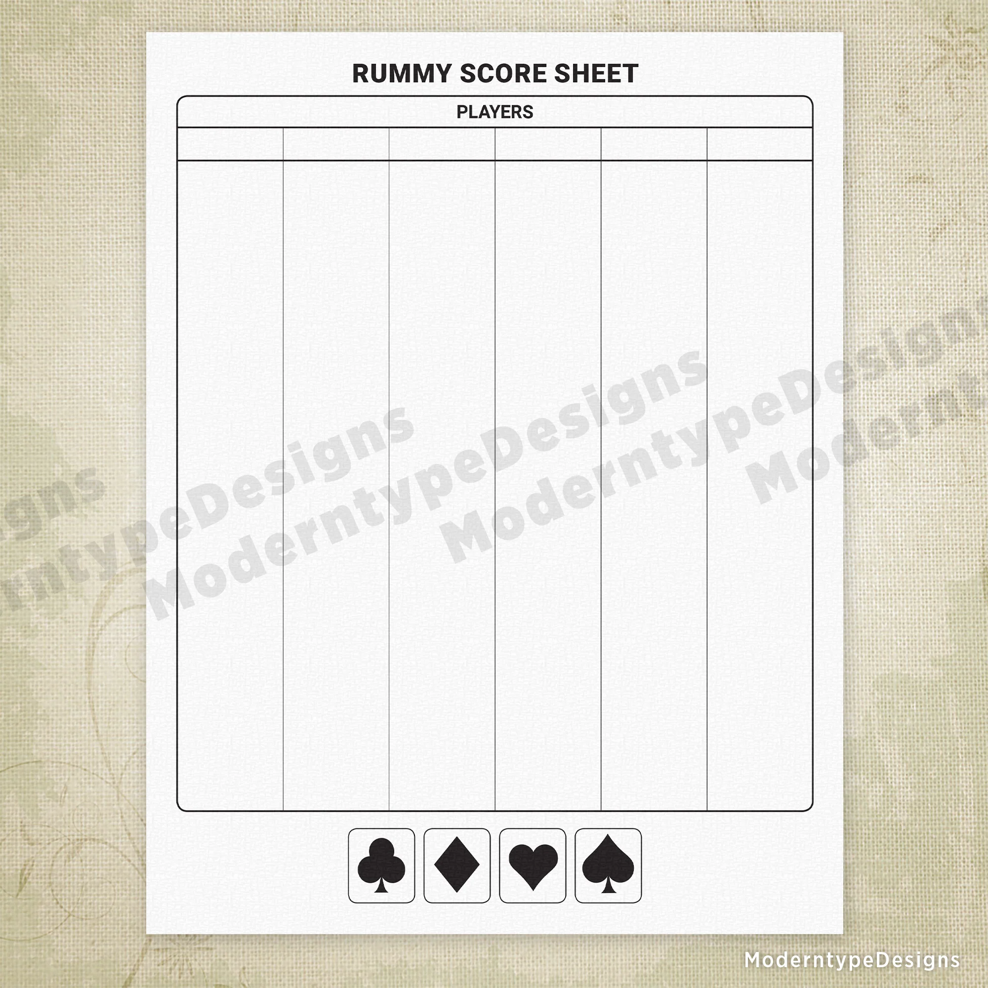 Card Game Scoring Sheets Printable Gam011