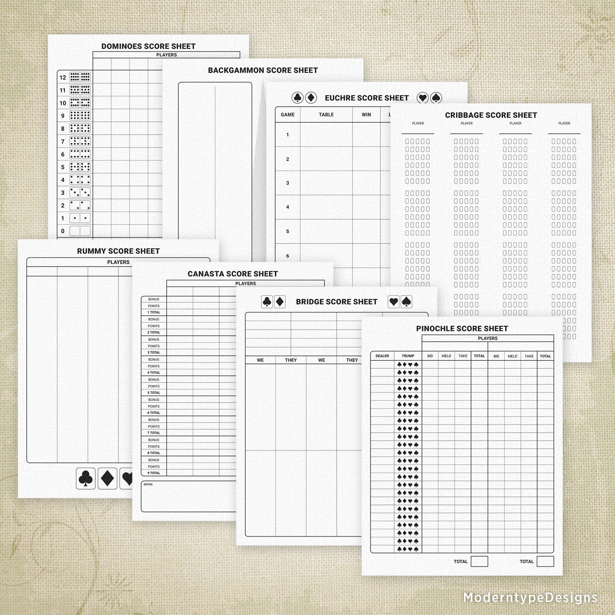 Card Game Scoring Sheets Printable Gam011