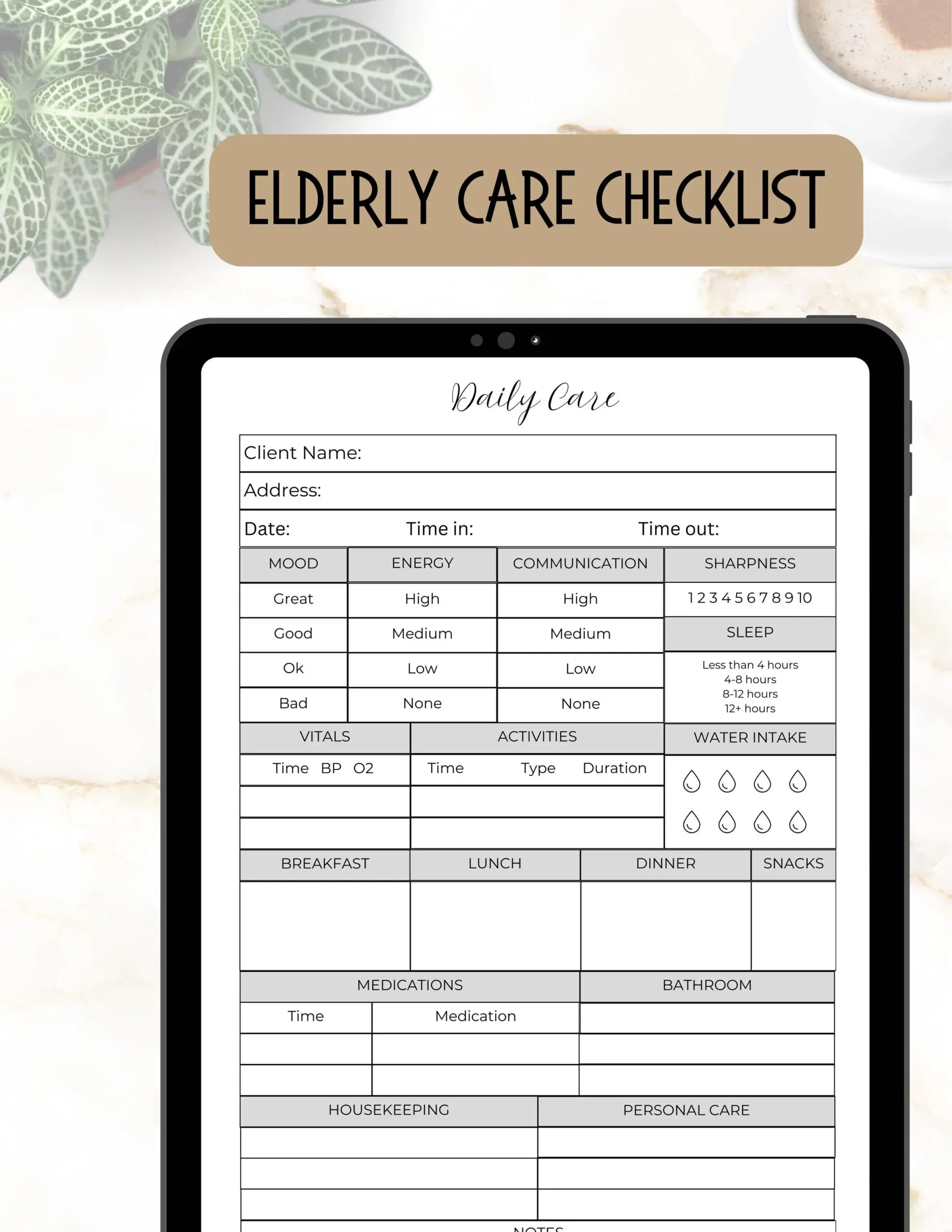 Care Giver Log Sheet Elderly Care
