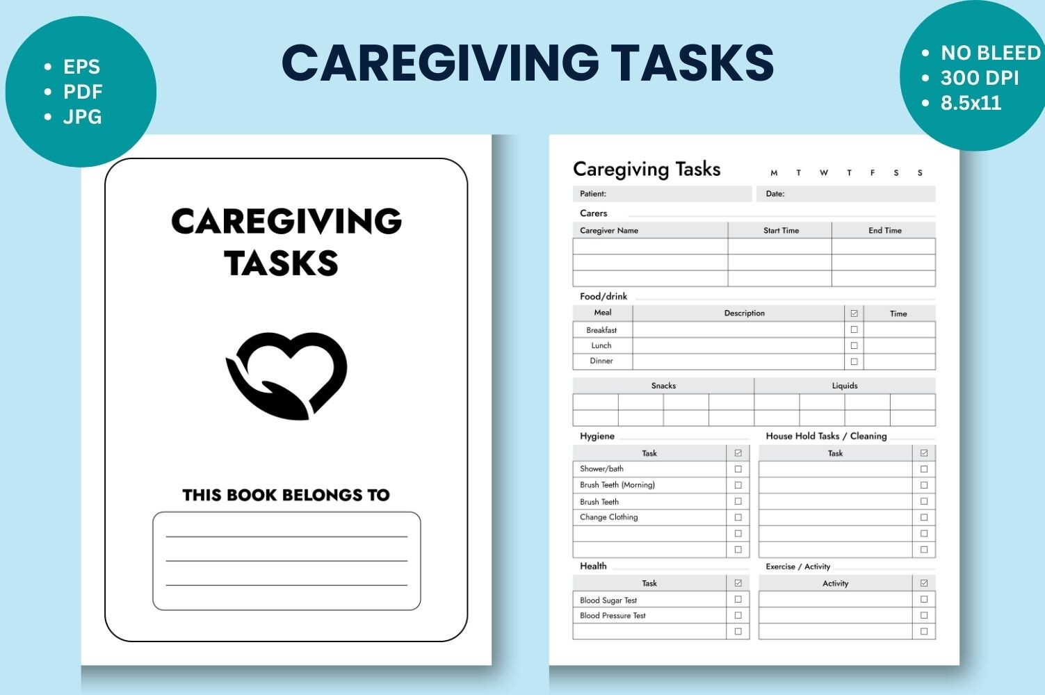 Caregiver Checklist Daily Log Sheet Kdp