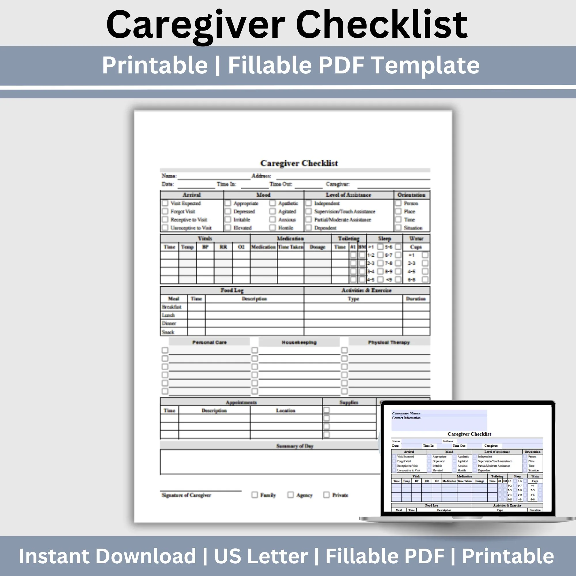 Caregiver Checklist Fillable Pdf