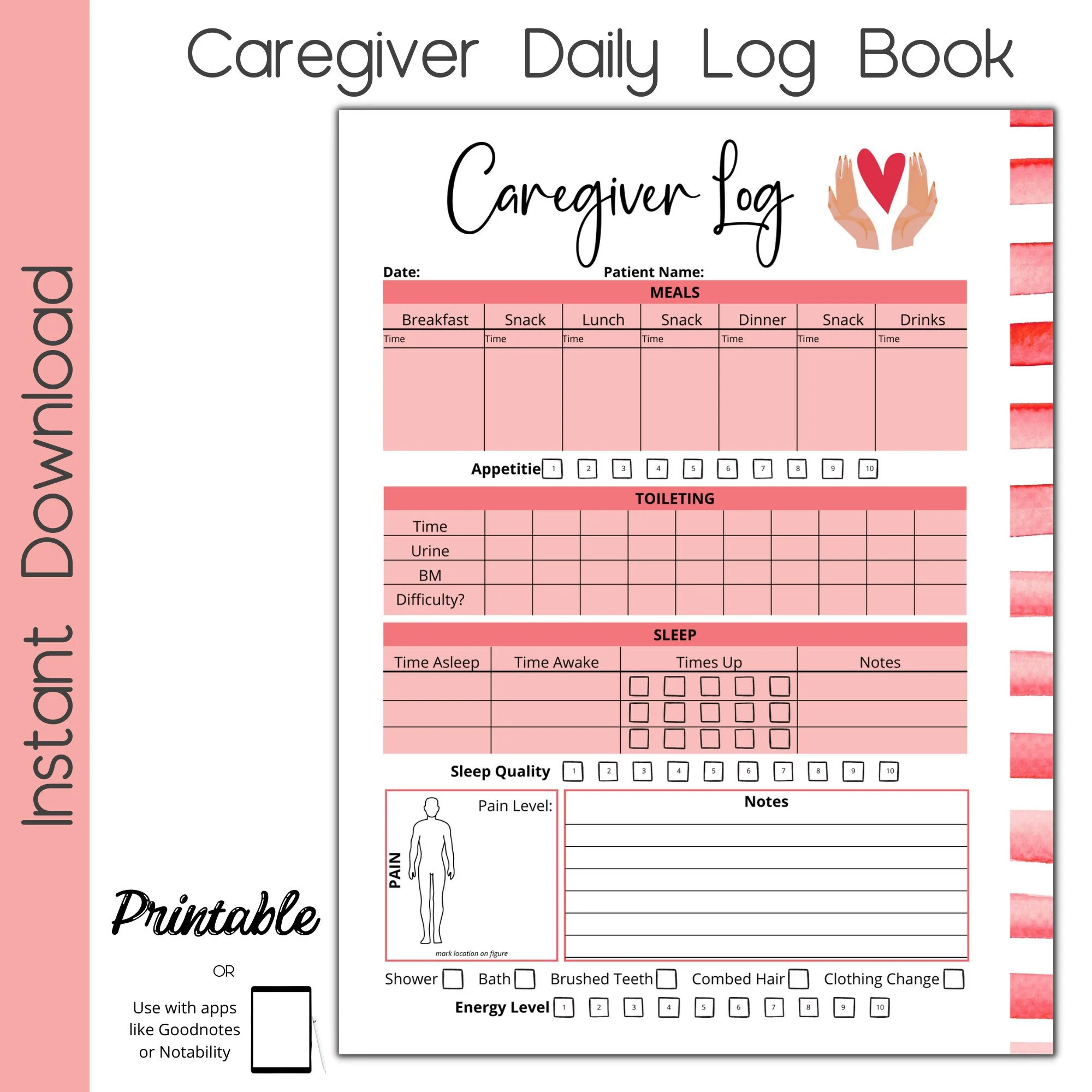 Caregiver Daily Log Caregiver Daily