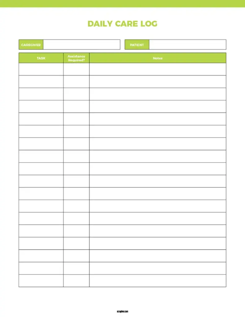 Caregiver Daily Log Sheet V2
