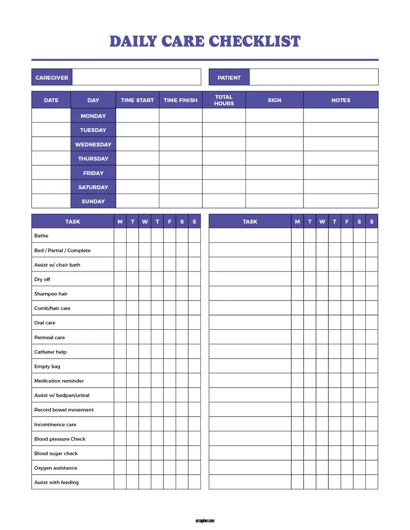Caregiver Daily Log Sheet V2 Caregiver Daily Log Sheet V2