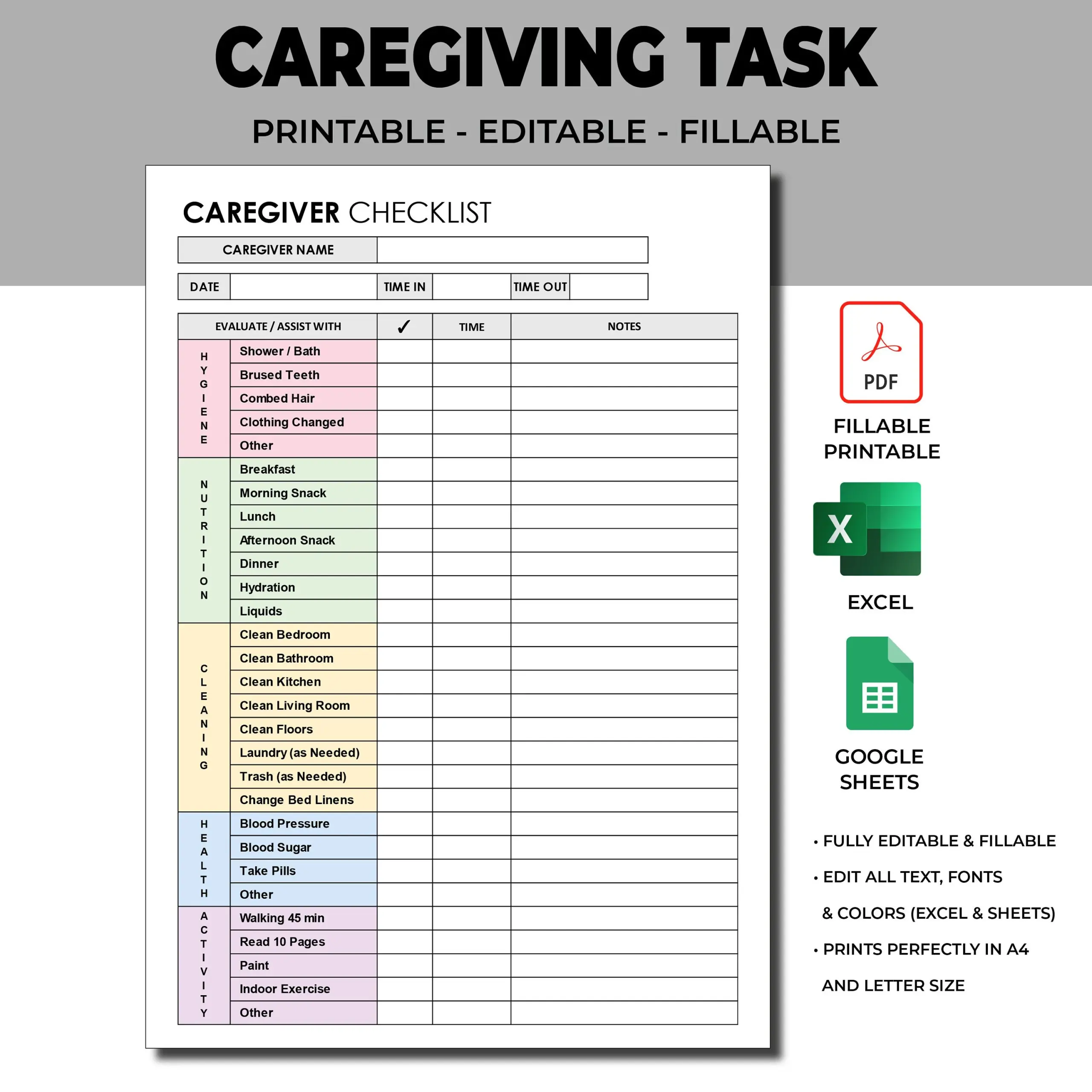 Caregiver Daily Log Template