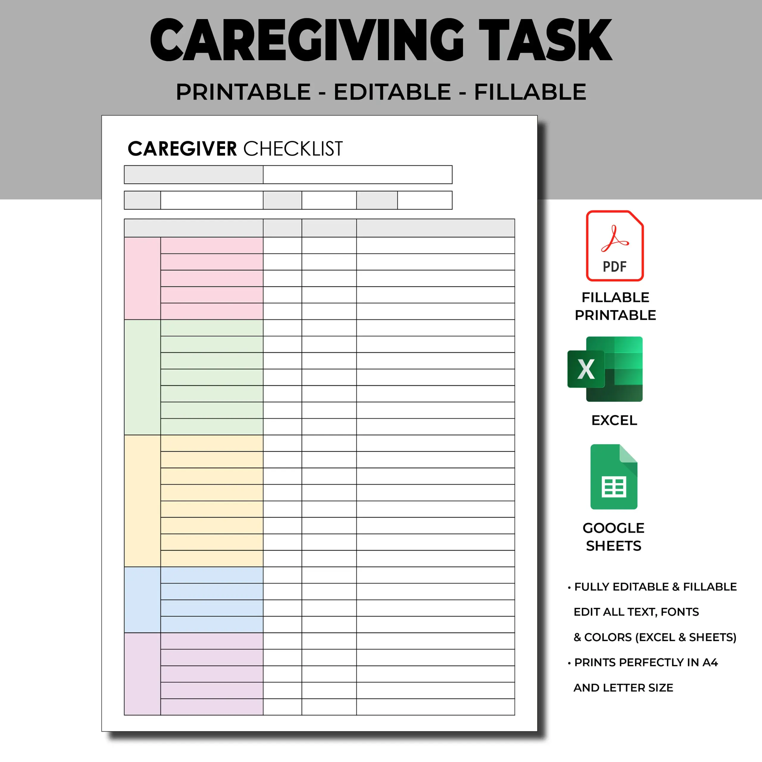 Caregiver Daily Tasks Log Caregiver Time