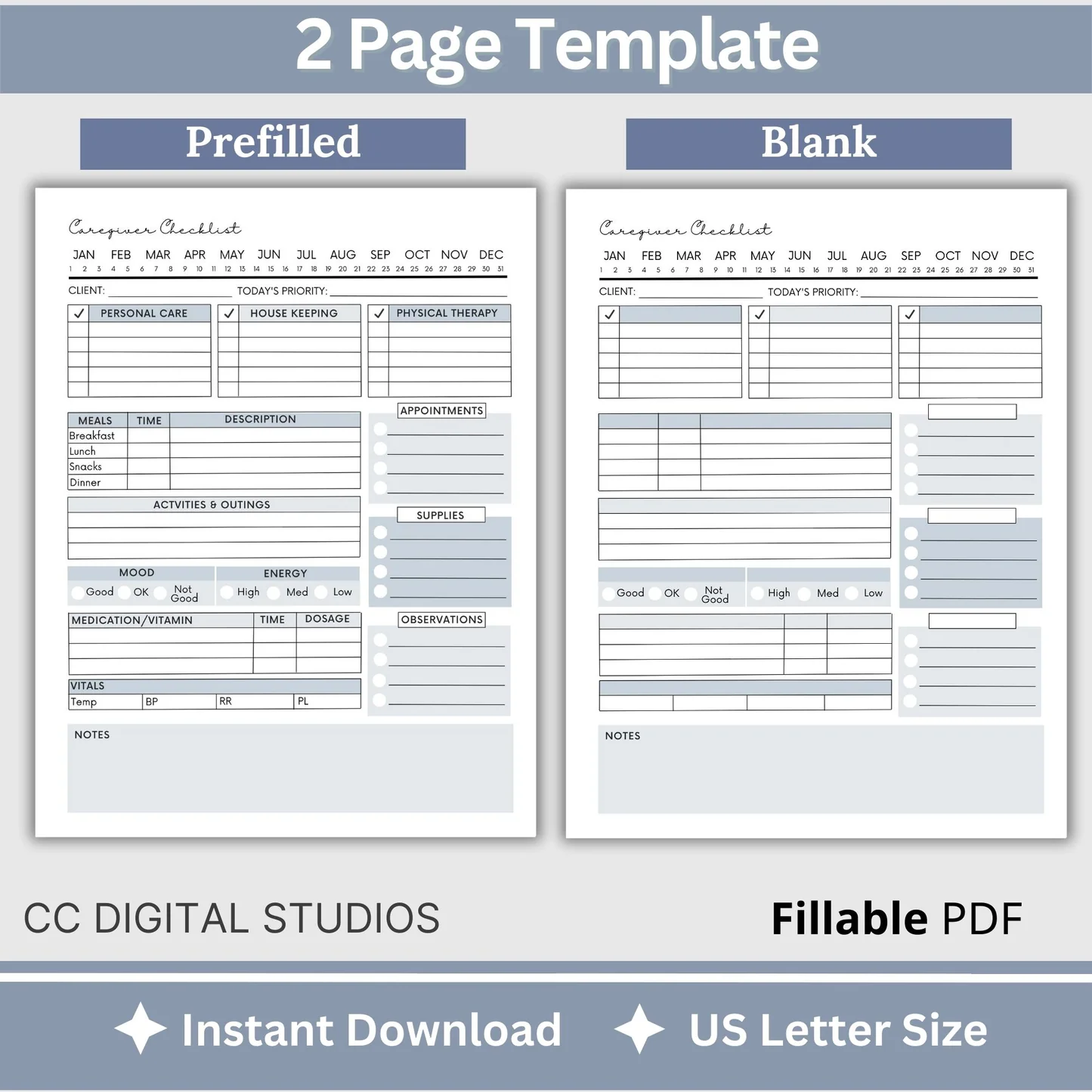 Caregiver Home Care Visit Checklist Fillable Pdf Copy