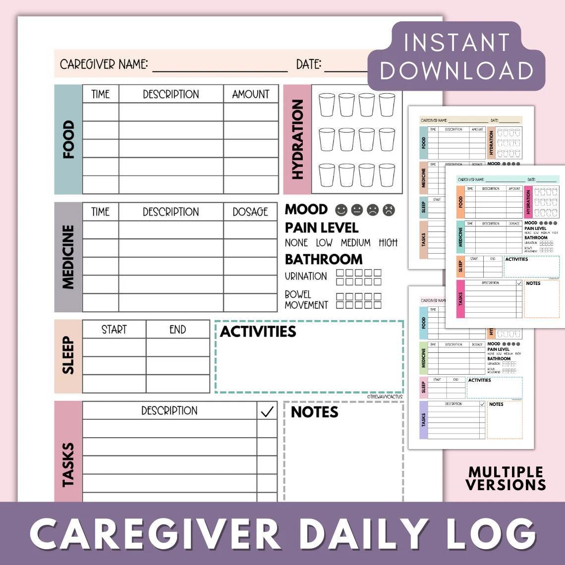Caregiver Log Printable Caregiver Daily Caregiver Log Printable Caregiver Daily