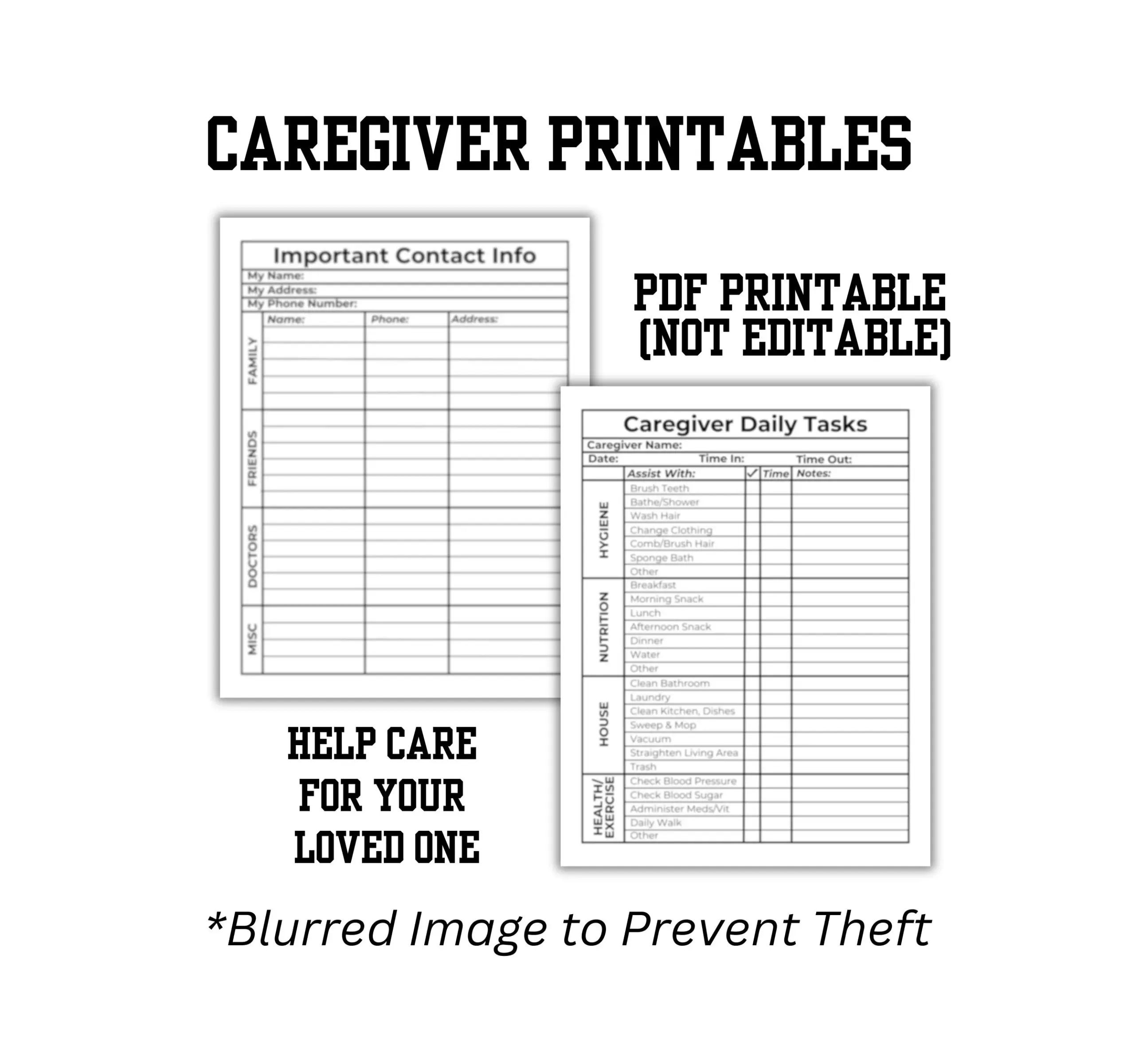 Caregiver Printable For The Elderly And