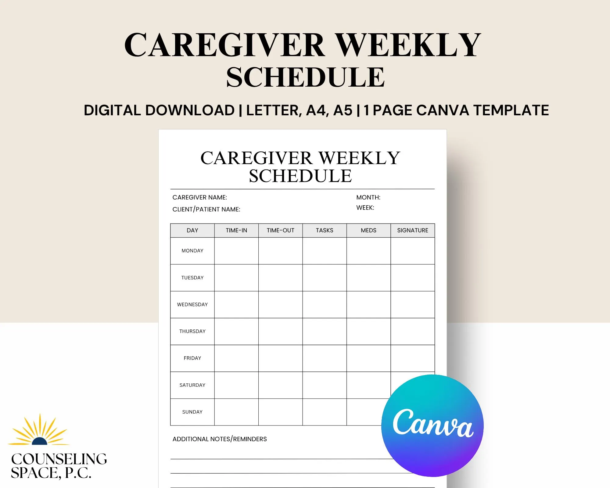 Caregiver Weekly Log